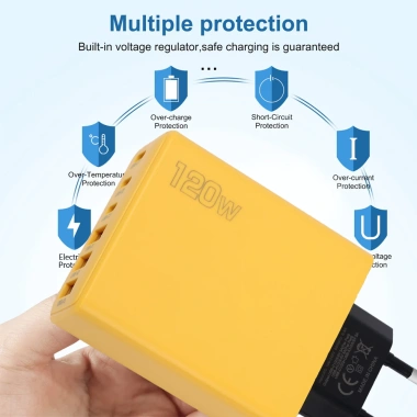 Bộ sạc 6 cổng USB-A/USB-C 120W QC3.0 Siêu nhanh - USB-C sang Type‑C, du lịch EU US UK, giá 47.740₫ 6
