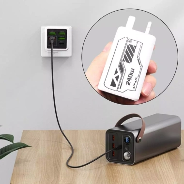 Bộ sạc đa cổng 240W 6 cổng (4USB+2PD) hỗ trợ iPhone, Android, chuyển đổi US/EU/UK, chống cháy PC+ABS - Giá 176k 2