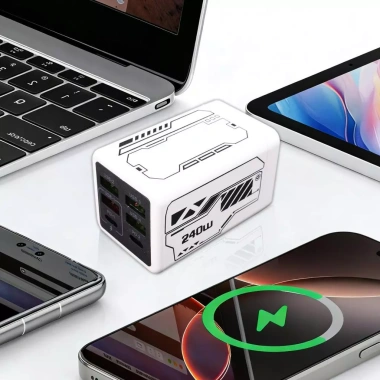 Bộ sạc đa cổng 240W 6 cổng (4USB+2PD) hỗ trợ iPhone, Android, chuyển đổi US/EU/UK, chống cháy PC+ABS - Giá 176k 3