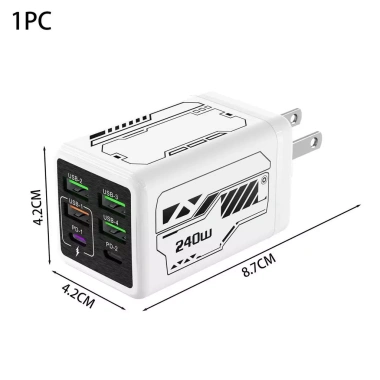 Bộ sạc đa cổng 240W 6 cổng (4USB+2PD) hỗ trợ iPhone, Android, chuyển đổi US/EU/UK, chống cháy PC+ABS - Giá 176k 10