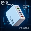 Bộ sạc đa cổng 6 cổng 120W USB và TypeC siêu nhanh PD, sạc nhanh cho điện thoại