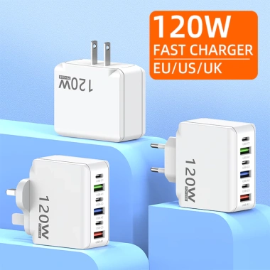 Bộ sạc đa cổng 6 cổng 120W USB và TypeC siêu nhanh PD, sạc nhanh cho điện thoại 3 Bộ sạc đa cổng 6 cổng 120W USB và TypeC siêu nhanh PD, sạc nhanh cho điện thoại 3