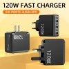 Bộ sạc đa cổng 6 cổng 120W USB và TypeC siêu nhanh PD, sạc nhanh cho điện thoại 4