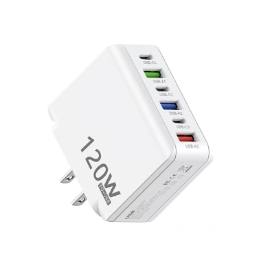 Bộ sạc đa cổng 6 cổng 120W USB và TypeC siêu nhanh PD, sạc nhanh cho điện thoại
