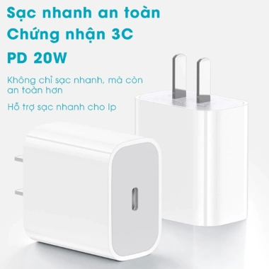 Bộ Sạc Điện Thoại 20W Cáp Sạc Nhanh An Toàn, Ổn Định Không Nóng Máy, Bảo Vệ Thiết Bị