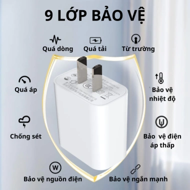 Bộ Sạc Điện Thoại 20W Cáp Sạc Nhanh An Toàn, Ổn Định Không Nóng Máy, Bảo Vệ Thiết Bị