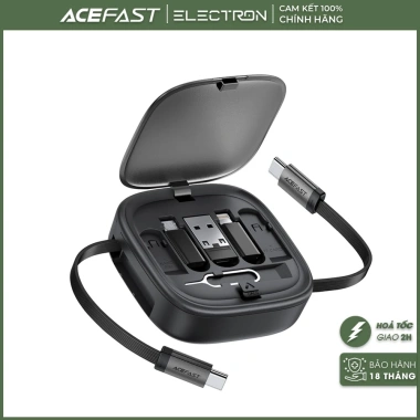 Bộ sạc du lịch đa năng ACEFAST J3 kèm cáp dữ liệu rút gọn, sạc nhanh, giá chỉ 219.500₫