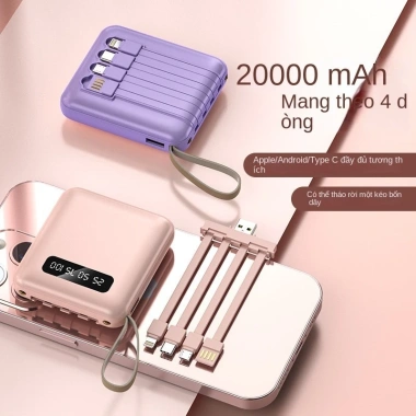 Bộ sạc dự phòng 20.000mAh sạc nhanh Pin mini dung lượng lớn, sạc đa dây 210.000 VND