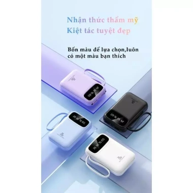 Bộ sạc dự phòng 20.000mAh siêu mỏng, 4 cáp LED và đèn 20W, sạc nhanh, chỉ 198k