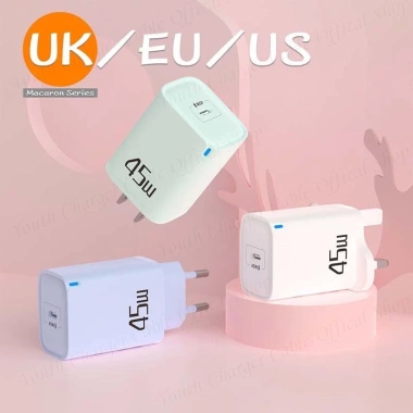 Bộ sạc Macaron Type C 45W sạc nhanh, đa năng tường di động, tương thích rộng rãi