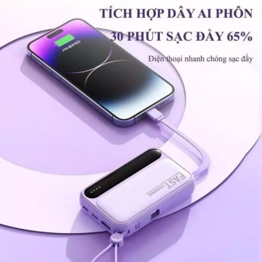Bộ sạc mini du lịch 10.000-20.000mAh có dây, sạc nhiều thiết bị, giá ưu đãi 185k 3