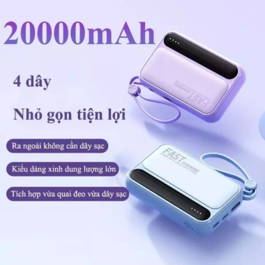 Bộ sạc mini du lịch 10.000-20.000mAh có dây, sạc nhiều thiết bị, giá ưu đãi 185k 5