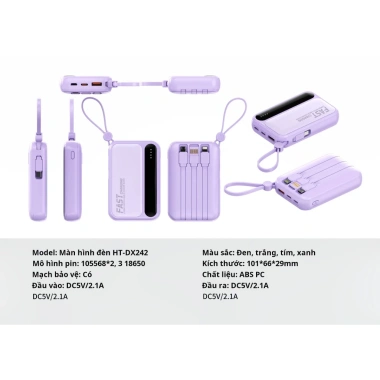 Bộ sạc mini du lịch 10.000-20.000mAh có dây, sạc nhiều thiết bị, giá ưu đãi 185k 7