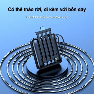 Bộ sạc nhanh 20.000mAh và 10.000mAh mini, dung lượng lớn, kèm đa dạng dây sạc - Giá chỉ 180.000 VND