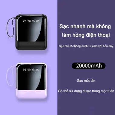 Bộ sạc nhanh 20.000mAh và 10.000mAh mini, dung lượng lớn, kèm đa dạng dây sạc - Giá chỉ 180.000 VND
