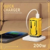 Bộ sạc nhanh 200W GaN 4 cổng 2USB+2Type‑C, đầu sạc EU/US/UK, du lịch đa năng 4