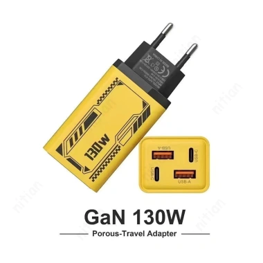 Bộ sạc nhanh 200W GaN 4 cổng 2USB+2Type‑C, đầu sạc EU/US/UK, du lịch đa năng