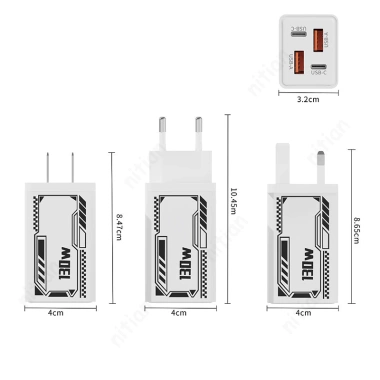 Bộ sạc nhanh 200W GaN 4 cổng 2USB+2Type‑C, đầu sạc EU/US/UK, du lịch đa năng