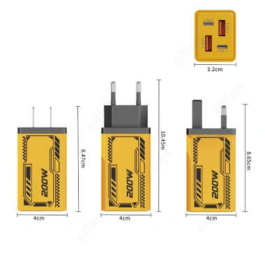 Bộ sạc nhanh 200W GaN 4 cổng 2USB+2Type‑C, đầu sạc EU/US/UK, du lịch đa năng
