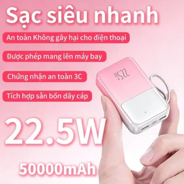 Bộ sạc nhanh 22.5W + Pin cầm tay 50.000mAh An toàn 3C, đa lớp bảo vệ, giá 299.999₫ 6