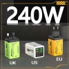 Bộ sạc nhanh 240W đa cổng 4 USB và 2 Type C, hỗ trợ giao thức đầy đủ, phù hợp du lịch EU Mỹ UK, cắm tường 3
