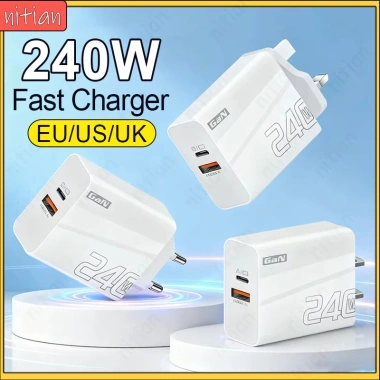 Bộ sạc nhanh 240W USB‑C GaN EU/US/UK – Sạc nhanh cho điện thoại, laptop, tablet