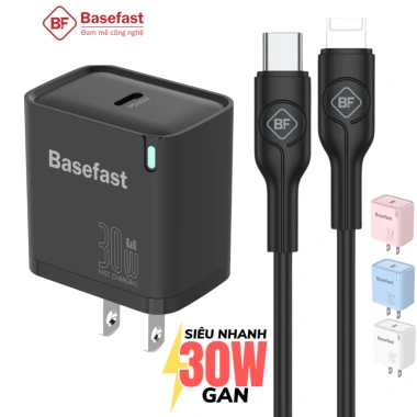 Bộ sạc nhanh 30W Basefast cho iPhone 11‑14, chống quá tải nhiệt, chỉ 199.000₫ 2