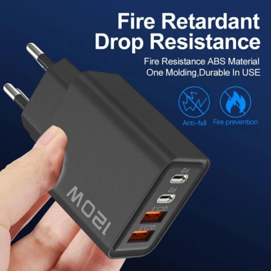 Bộ sạc nhanh 4 cổng USB TypeC 120W EU/US/UK - An toàn, đa năng, phù hợp du lịch điện thoại