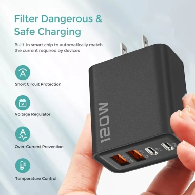 Bộ sạc nhanh 4 cổng USB TypeC 120W EU/US/UK - An toàn, đa năng, phù hợp du lịch điện thoại 3 Bộ sạc nhanh 4 cổng USB TypeC 120W EU/US/UK - An toàn, đa năng, phù hợp du lịch điện thoại 3