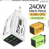 Bộ sạc nhanh 6 cổng 240W USB‑PD Mech – 6 trong 1, hỗ trợ EU/US/UK, sạc du lịch