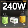 Bộ sạc nhanh 6 cổng 240W USB‑PD Mech – 6 trong 1, hỗ trợ EU/US/UK, sạc du lịch 2