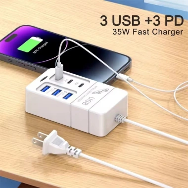 Bộ sạc nhanh 6 cổng 35W USB EU/US - Sạc nhanh điện thoại văn phòng, nhà, trường du lịch 4 Bộ sạc nhanh 6 cổng 35W USB EU/US - Sạc nhanh điện thoại văn phòng, nhà, trường du lịch 4