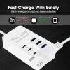 Bộ sạc nhanh 6 cổng PD 3.0, cáp mở rộng 100cm, điện áp kép, bảo vệ đa năng USB Trắng 8