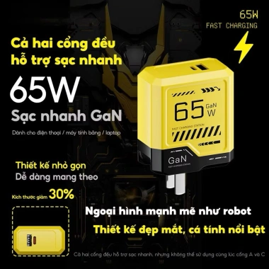 Bộ sạc nhanh 65W Basemo PD USB Type C QC3.0 sạc không nóng, giá 400.000₫
