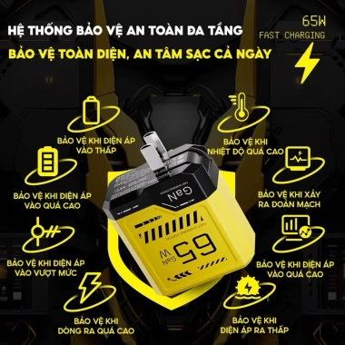 Bộ sạc nhanh 65W Basemo PD USB Type C QC3.0 sạc không nóng, giá 400.000₫