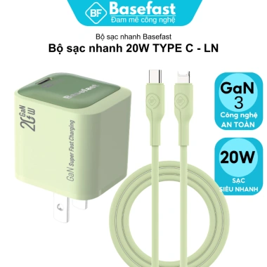Bộ sạc nhanh Basefast GaN 20W mini, kèm cáp silicone, tương thích iPhone X/11/12/13/14 Pro Max - Giá chỉ 269.000₫ 4
