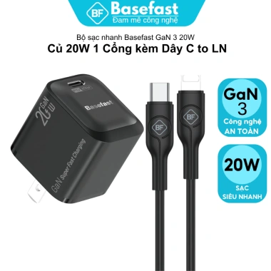 Bộ sạc nhanh Basefast GaN 20W mini, kèm cáp silicone, tương thích iPhone X/11/12/13/14 Pro Max - Giá chỉ 269.000₫ 7
