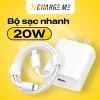 Bộ sạc nhanh Charge Me PD 20W cho iPhone 7-14, chống cháy nổ, BH 6 tháng, 1 đổi 1