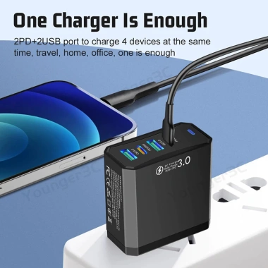 Bộ sạc nhanh đa cổng 100W 2USB+2PD 4 trong 1, hỗ trợ iOS, Micro Type-C, du lịch - Giá chỉ 208.128 đ 4