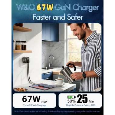 Bộ sạc nhanh du lịch 67W USB-C, hỗ trợ máy tính xách tay và máy tính bảng, thu năng lượng miễn phí, giá chỉ 329.000₫