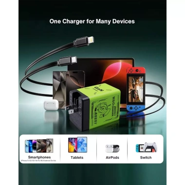 Bộ sạc nhanh du lịch 67W USB-C, hỗ trợ máy tính xách tay và máy tính bảng, thu năng lượng miễn phí, giá chỉ 329.000₫