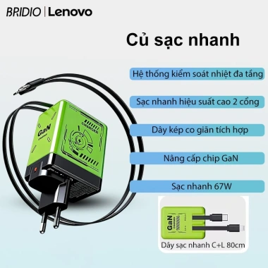 Bộ sạc nhanh du lịch 67W USB-C, hỗ trợ máy tính xách tay và máy tính bảng, thu năng lượng miễn phí, giá chỉ 329.000₫