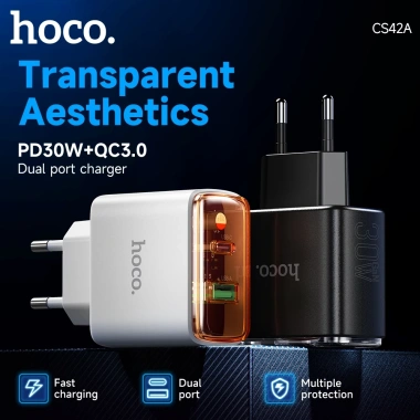 Bộ sạc nhanh HOCO CS42A PD30W Type-C cổng kép QC 3.0 EU Plug - iPhone 11/12/Pro Max, Xiaomi, Samsung, giá 198.000đ