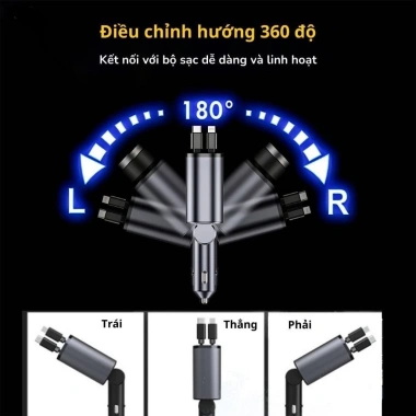 Bộ sạc nhanh ô tô 5 trong 1 tích hợp máy khuếch tán nước hoa và đèn ánh sao - Giá ưu đãi 370.000