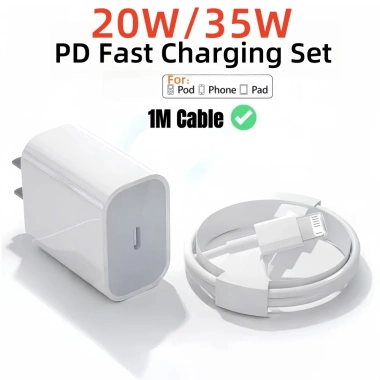 Bộ sạc nhanh PD 20W + cáp Type‑C, hỗ trợ iPhone 16‑8, giá chỉ 77.000₫