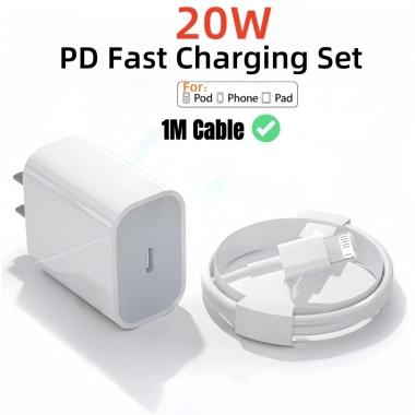 Bộ sạc nhanh PD 20W + cáp Type‑C, hỗ trợ iPhone 16‑8, giá chỉ 77.000₫