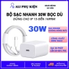 Bộ sạc nhanh PD 30W cho iPhone 15/16, cáp dệt dù Type-C to Type-C, không nóng máy