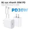 Bộ sạc nhanh PD 30W cho iPhone 15/16, cáp dệt dù Type-C to Type-C, không nóng máy 2