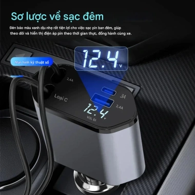 Bộ sạc ô tô 120W sạc nhanh USB Type‑C có dây rút, tương thích iPhone, giá 134.765₫ 6