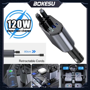 Bộ sạc ô tô 120W sạc nhanh USB Type‑C có dây rút, tương thích iPhone, giá 134.765₫ 10